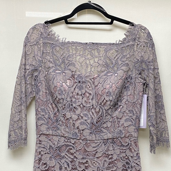 Js Collections boat neck lace A-line with 3/4 sleeves gown - Picture 5 of 5